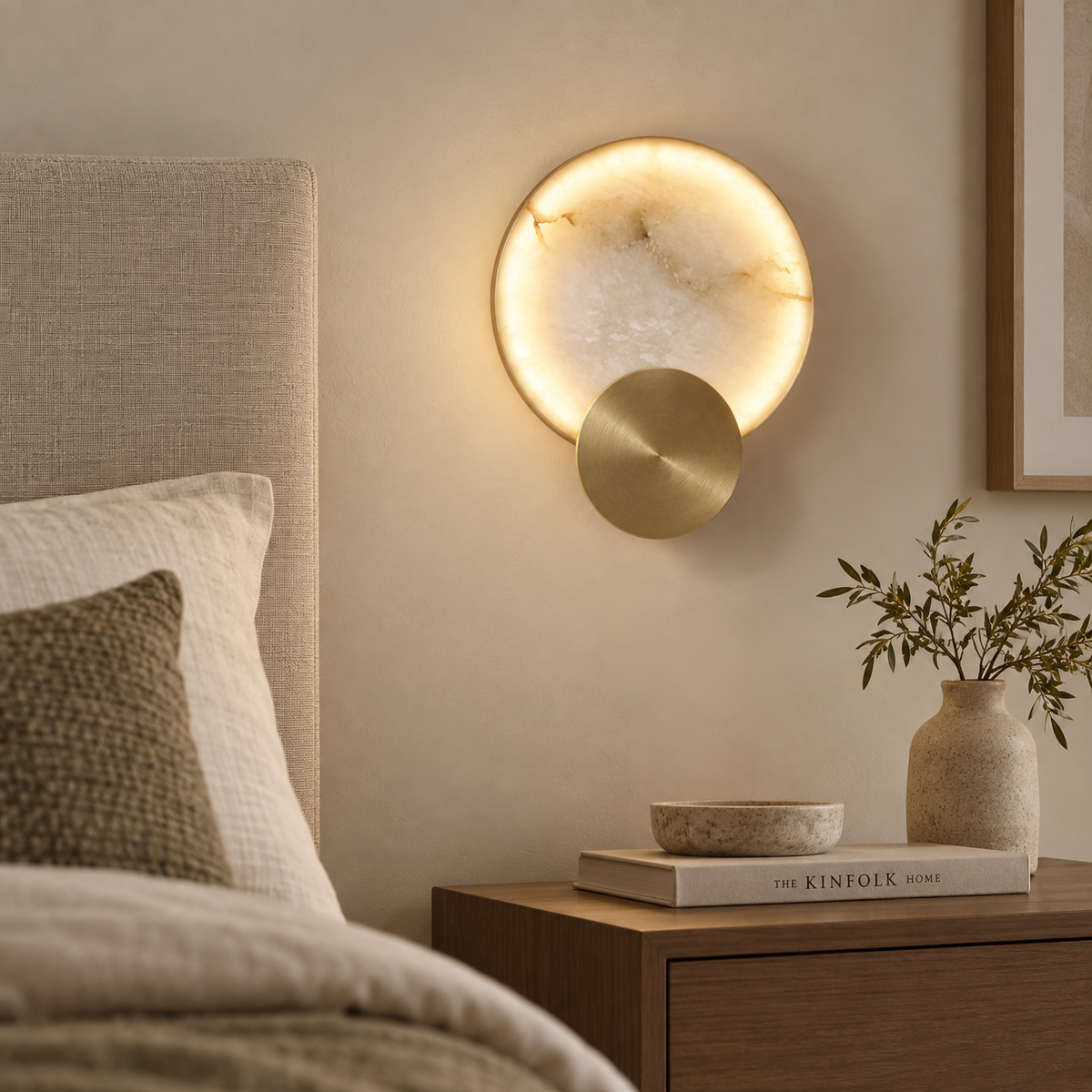 Lune Noire Applique Murale en Marbre