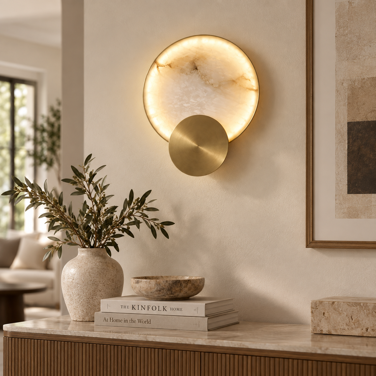 Lune Noire Applique Murale en Marbre