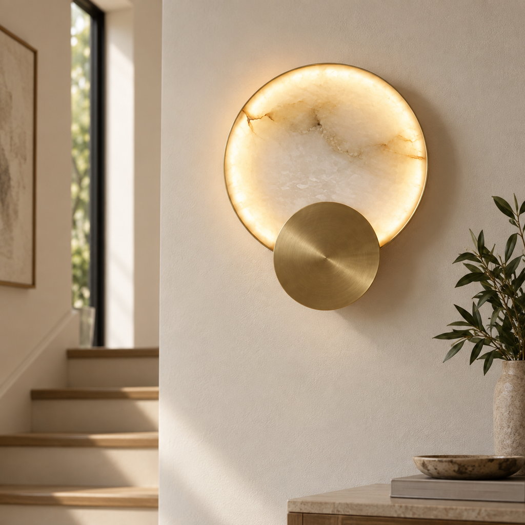 Lune Noire Applique Murale en Marbre