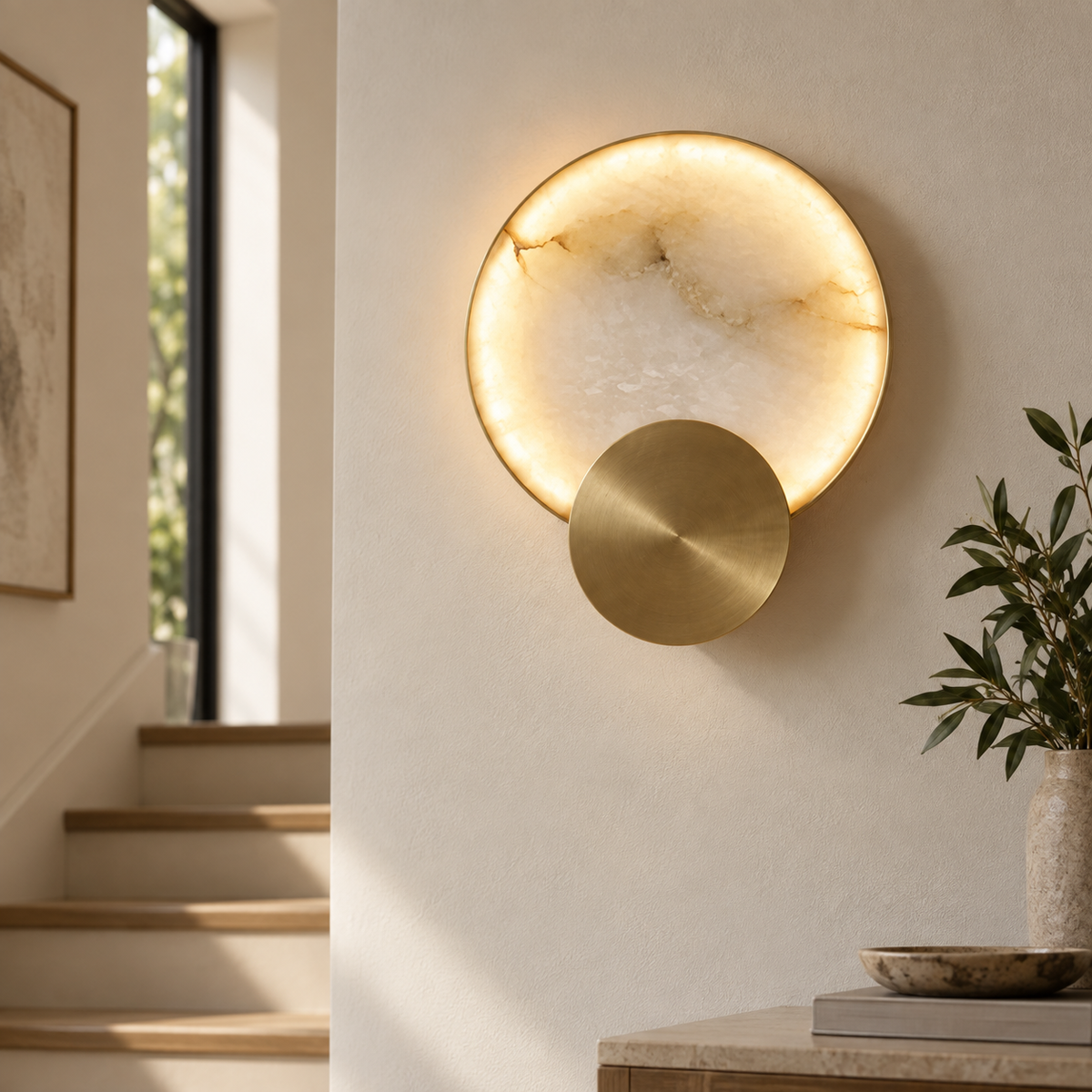 Lune Noire Applique Murale en Marbre