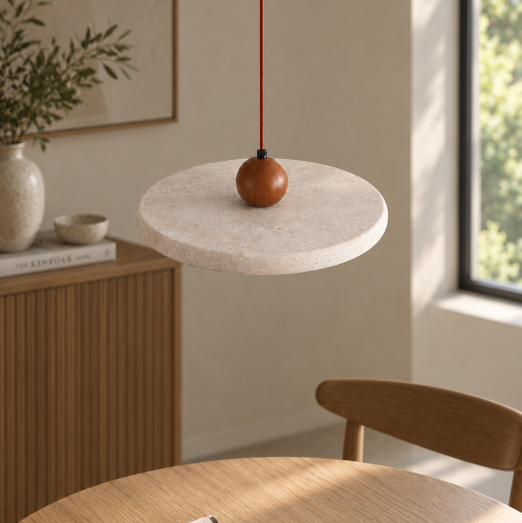 Pupille Suspension Anneau en Travertin