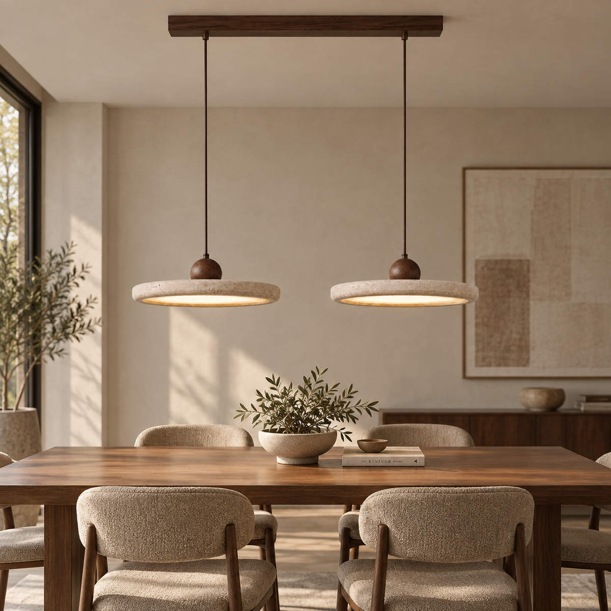 Pupille Suspension Anneau en Travertin