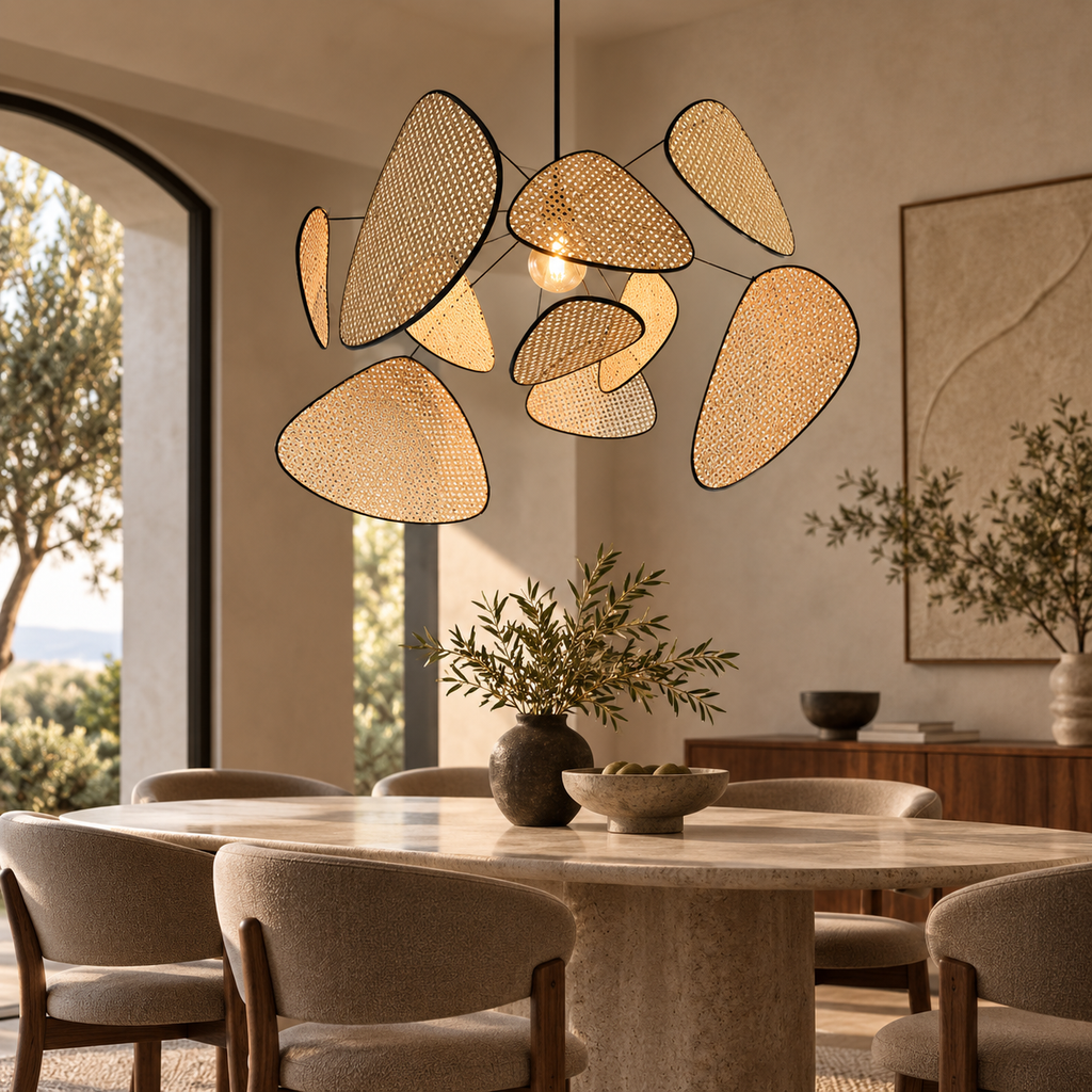Astrolabe Lustre en Rotin