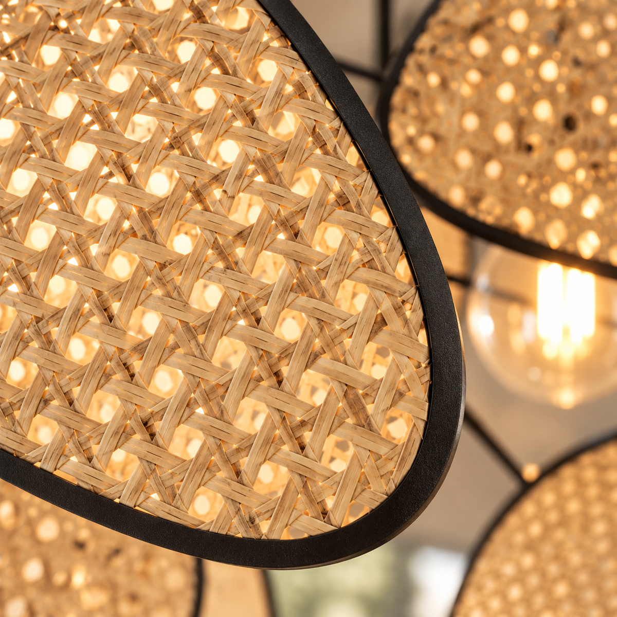 Astrolabe Lustre en Rotin