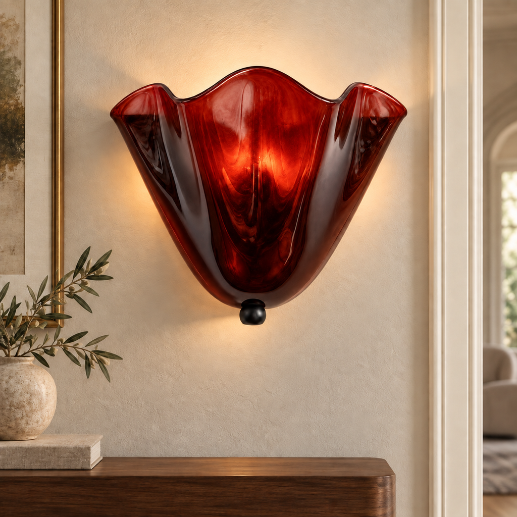 Corolle Applique Murale en Verre Ambré