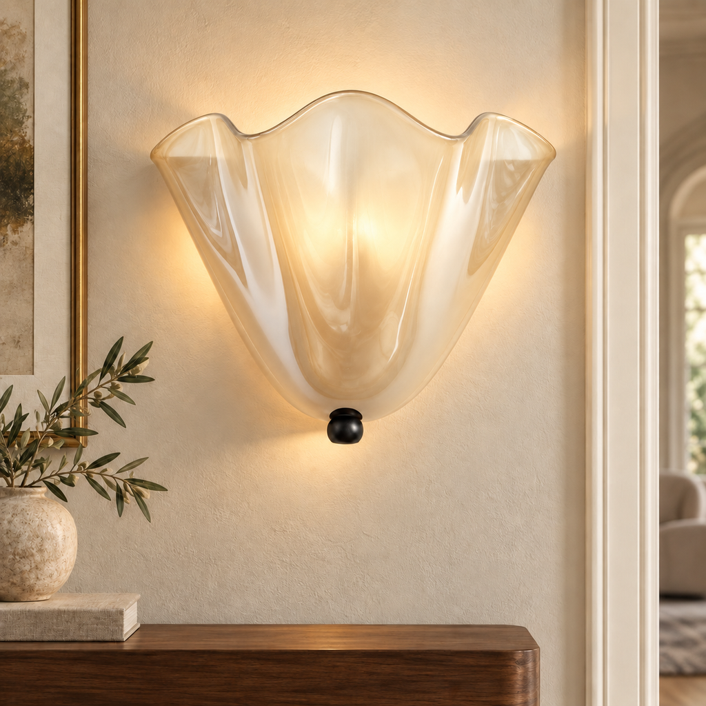 Corolle Applique Murale en Verre Ambré