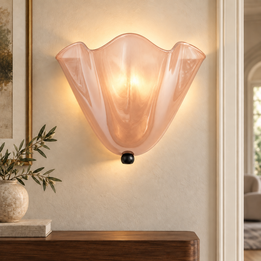 Corolle Applique Murale en Verre Ambré
