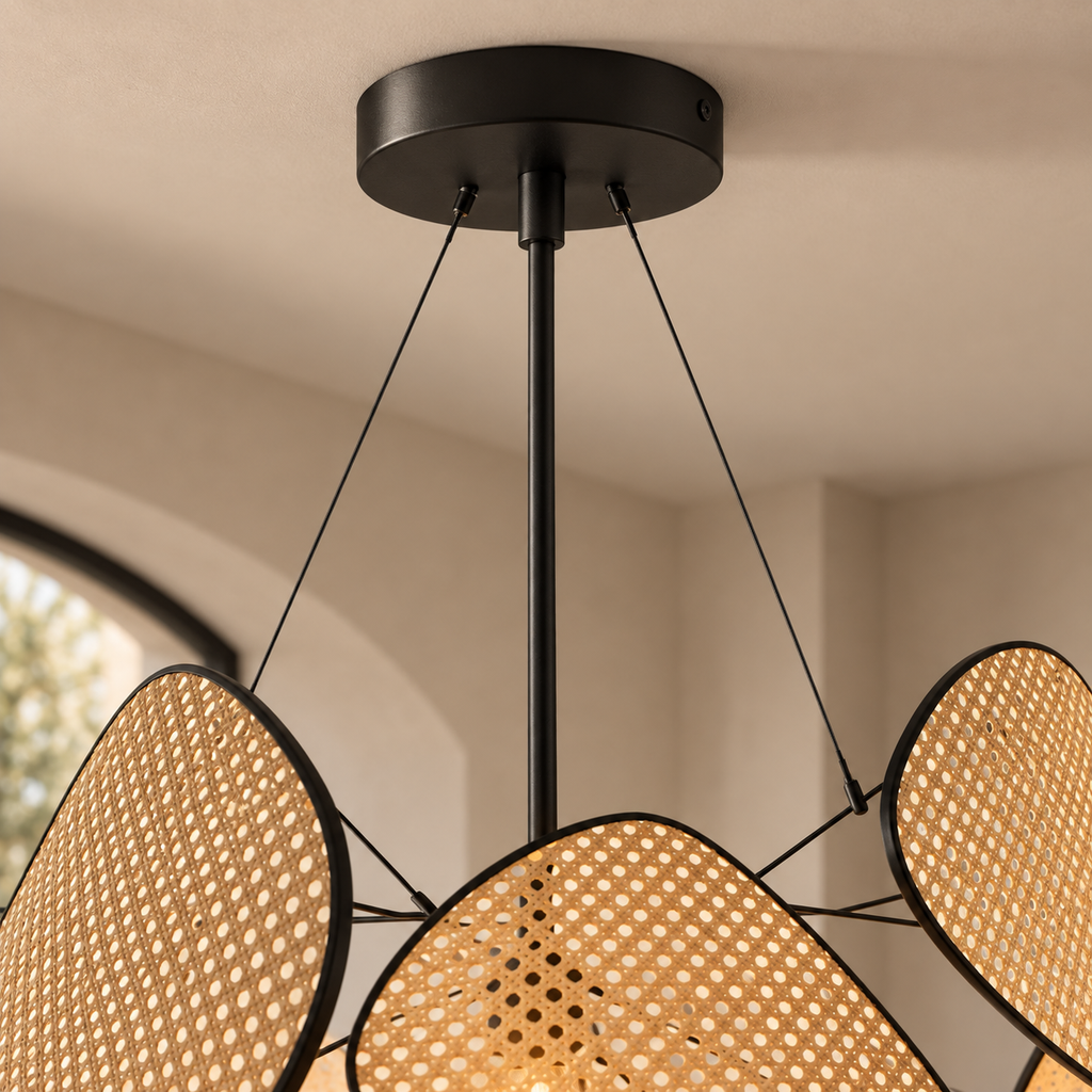 Astrolabe Lustre en Rotin