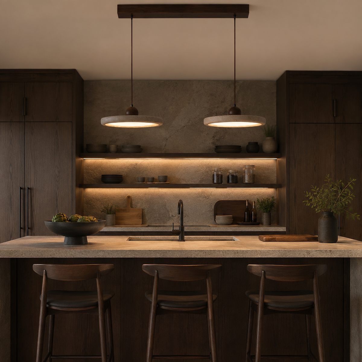 Pupille Suspension Anneau en Travertin