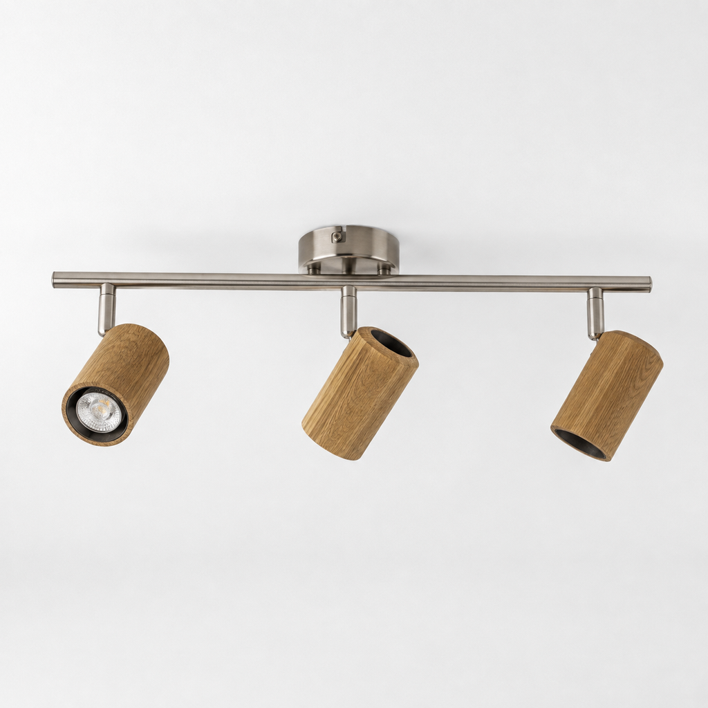 Marly Plafonnier en Bois Cannelé et Nickel