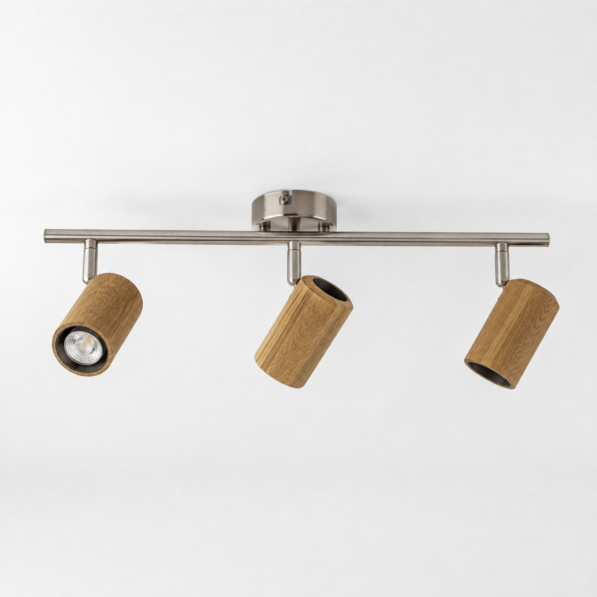 Marly Plafonnier en Bois Cannelé et Nickel