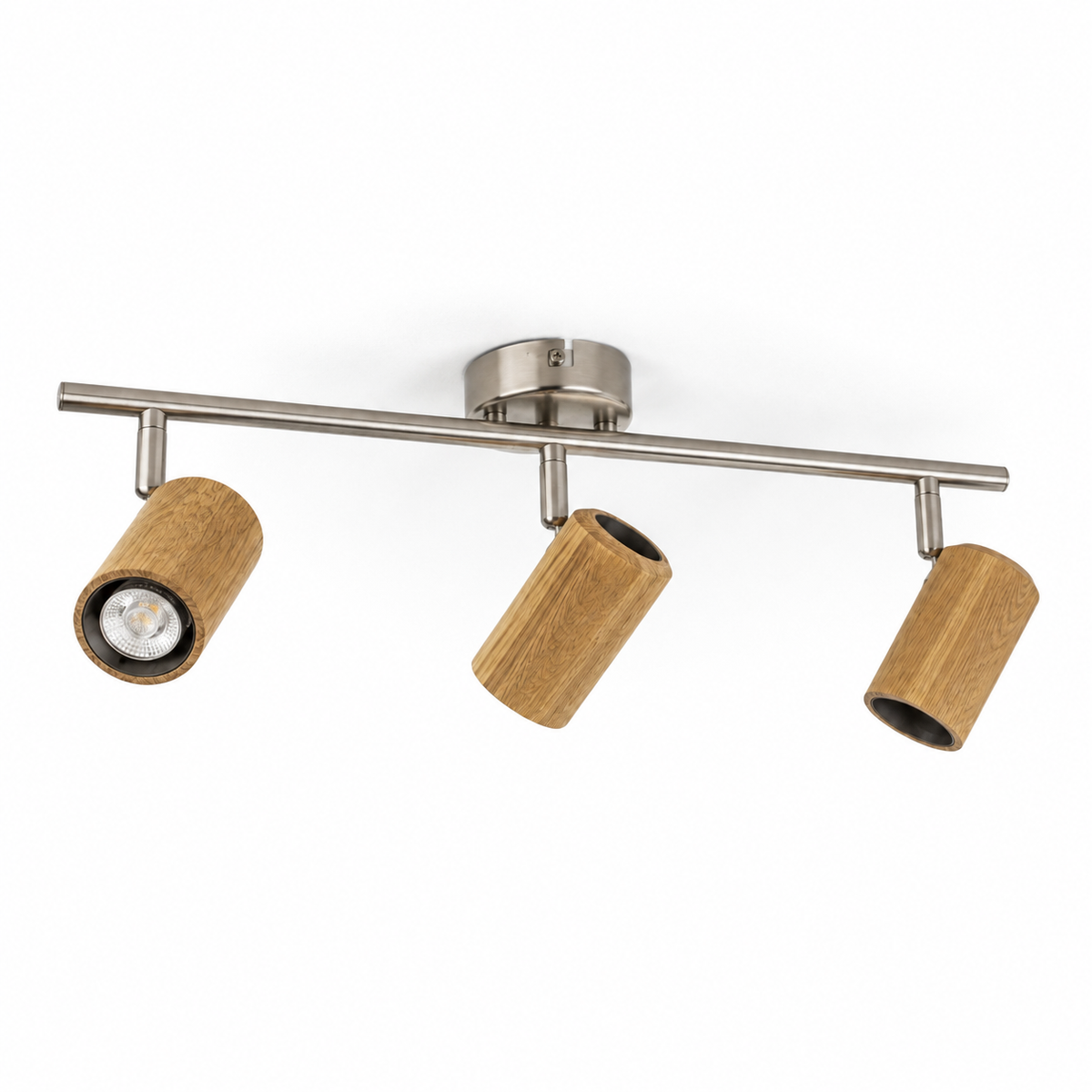 Marly Plafonnier en Bois Cannelé et Nickel