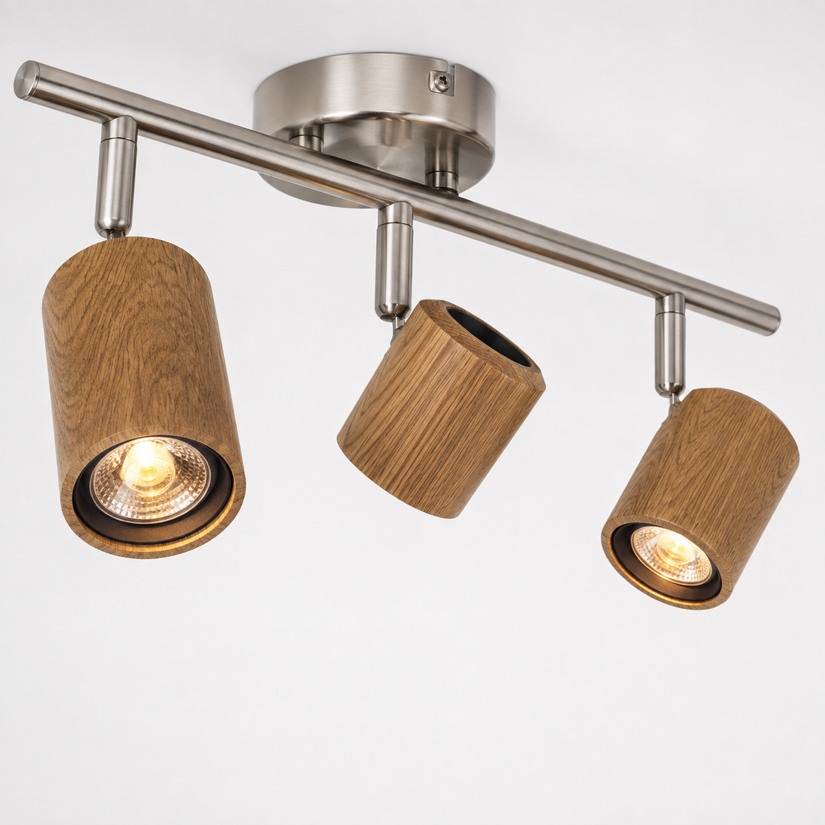 Marly Plafonnier en Bois Cannelé et Nickel