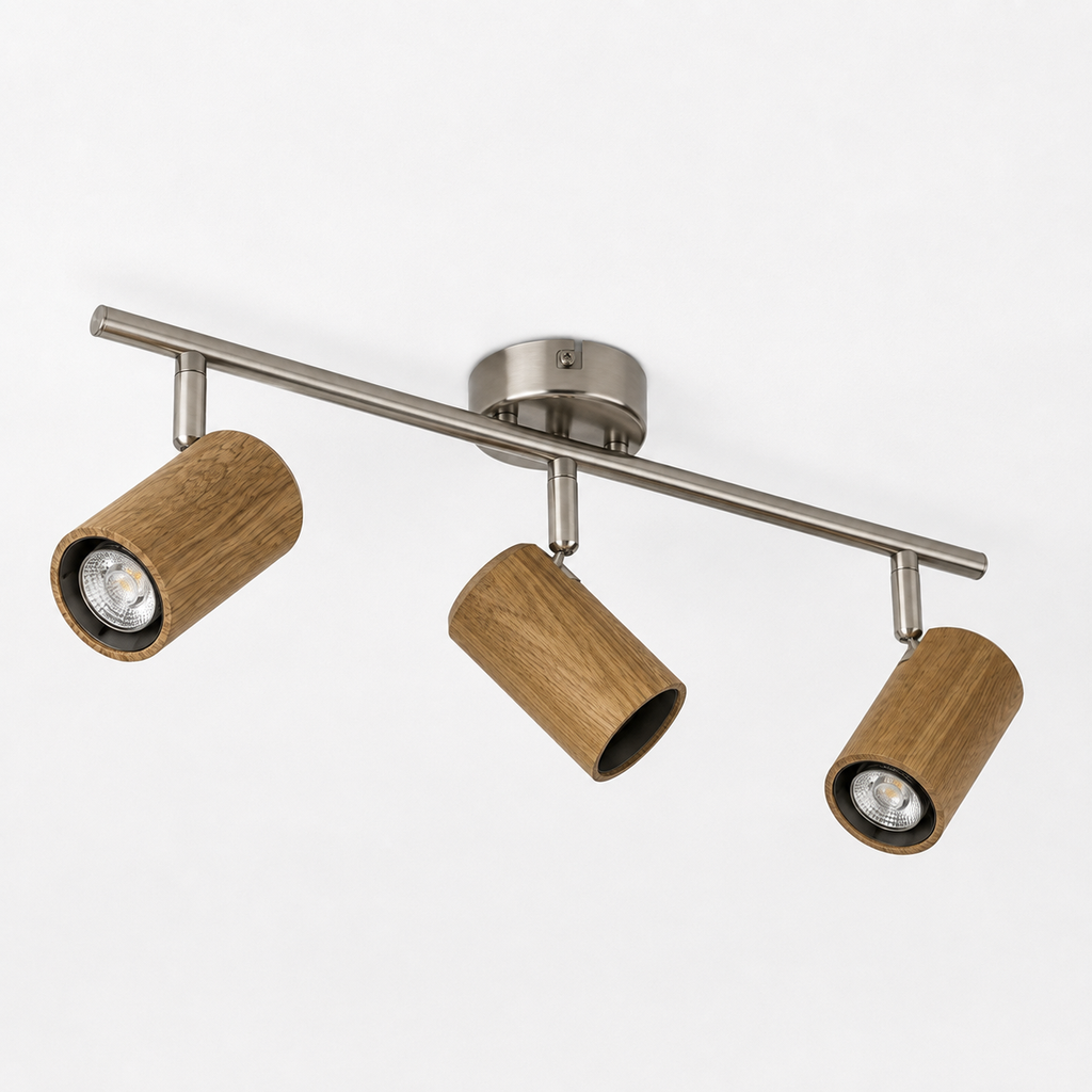 Marly Plafonnier en Bois Cannelé et Nickel