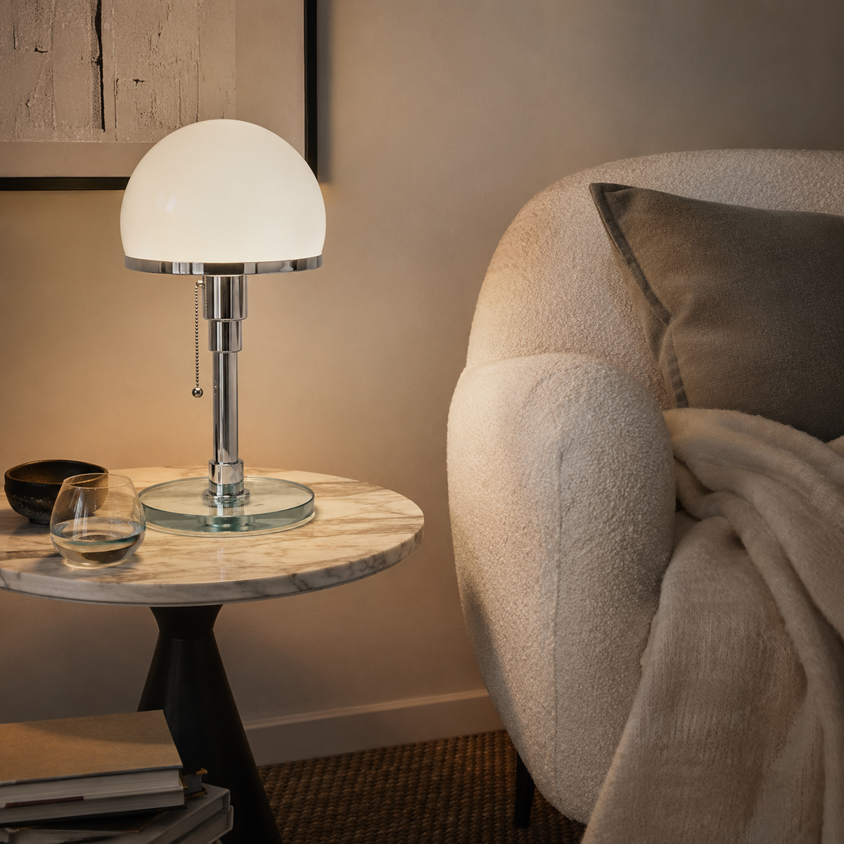 Tisserand Lampe de Table en Verre Style Bauhaus