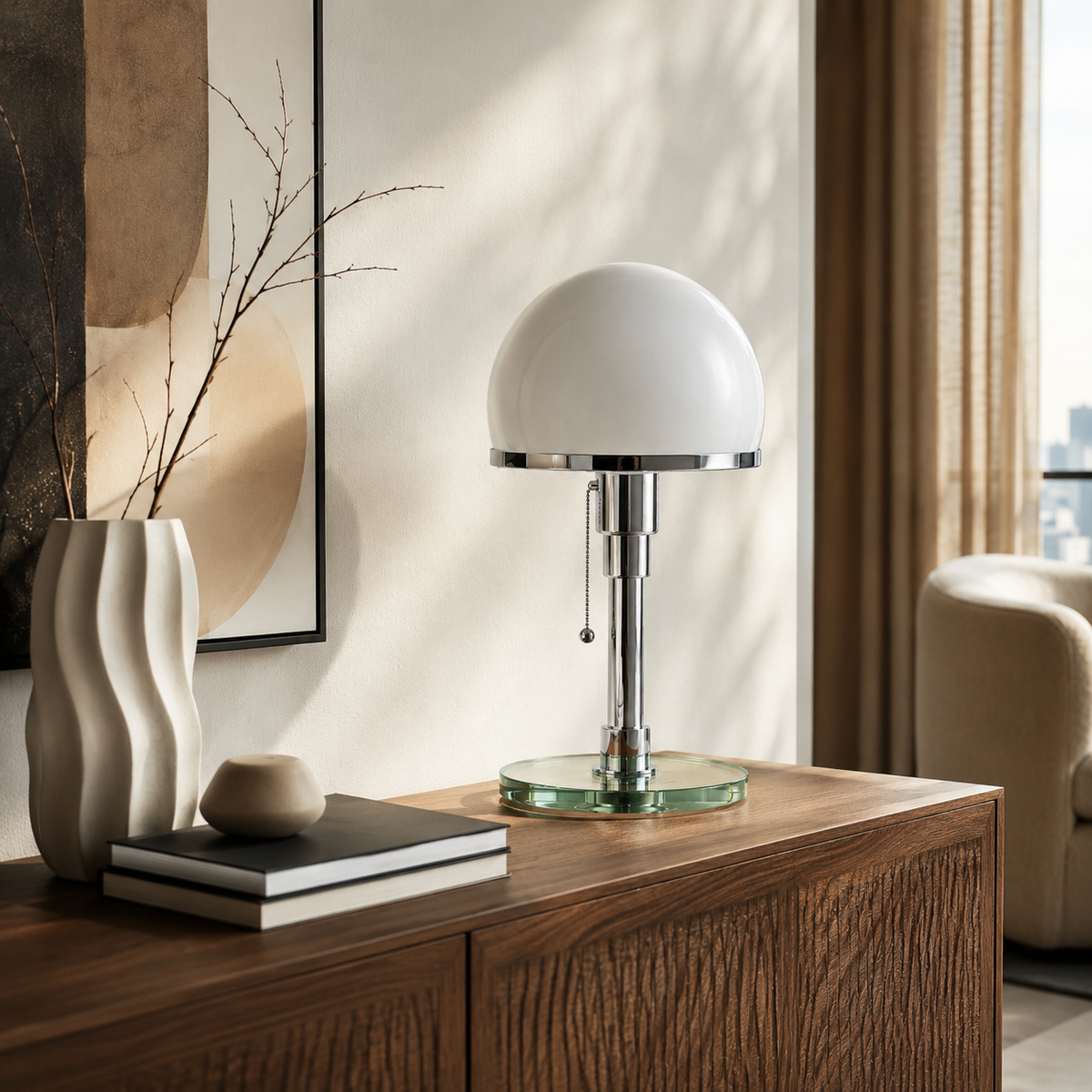 Tisserand Lampe de Table en Verre Style Bauhaus