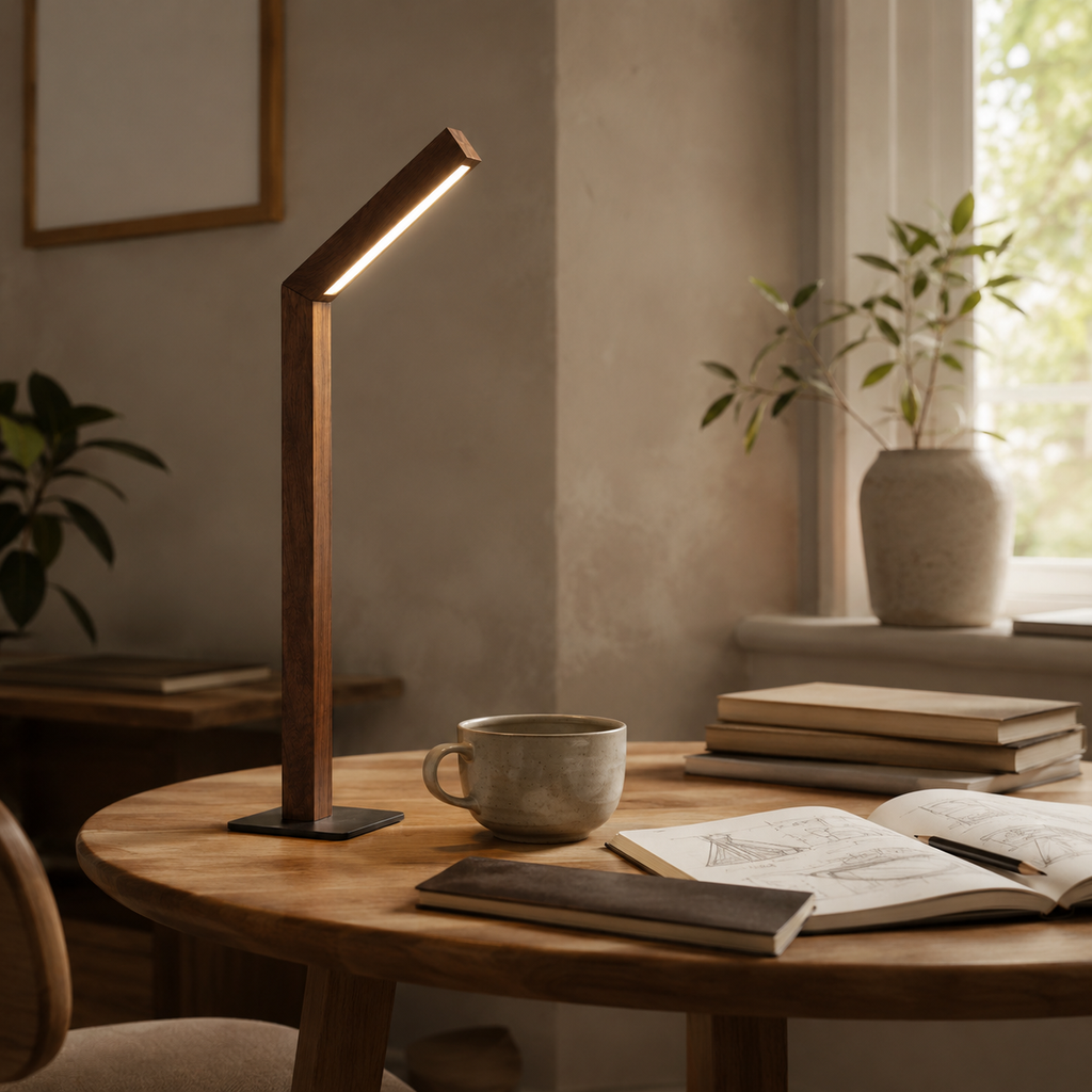 Aulne Lampe de Table Rechargeable en Bois