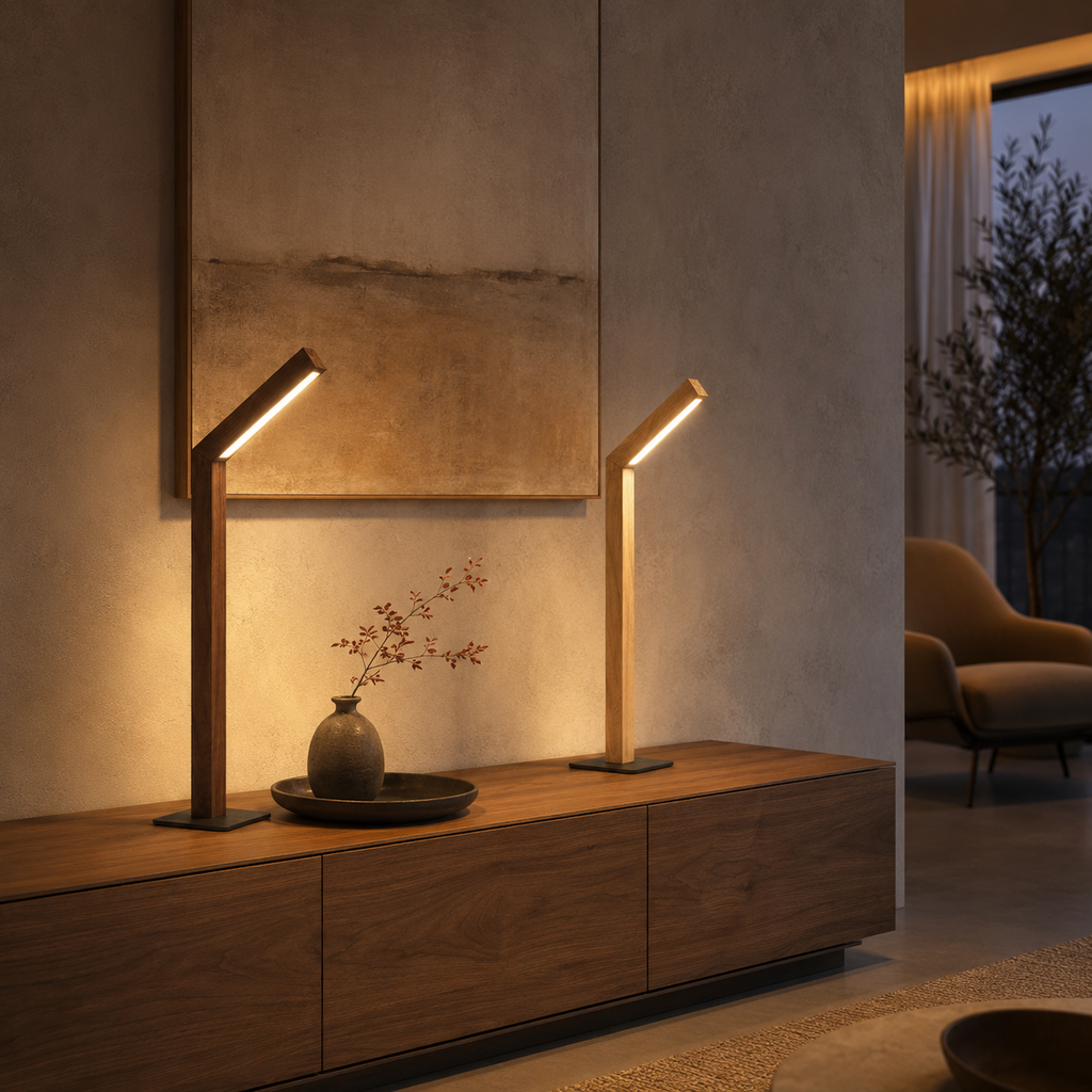 Aulne Lampe de Table Rechargeable en Bois