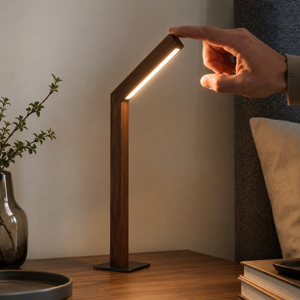 Aulne Lampe de Table Rechargeable en Bois