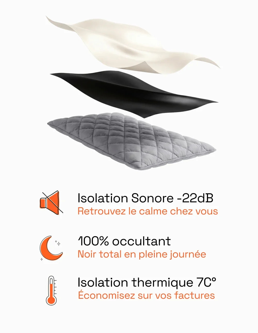 Rideau Occultant Thermique et Phonique - Blanc cassé