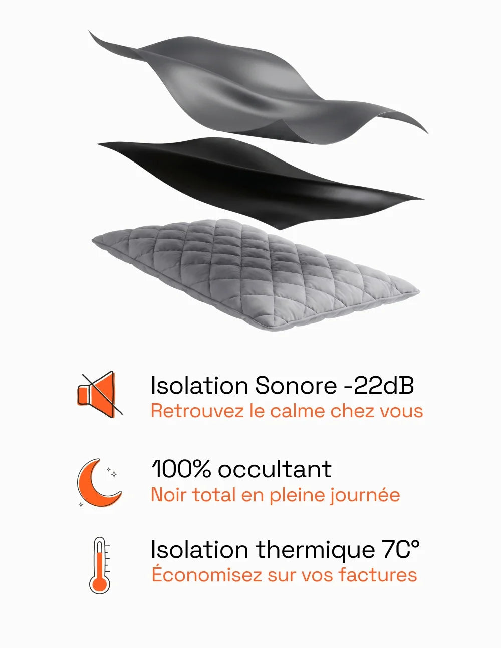 Rideau Occultant Thermique et Phonique - Gris Anthracite