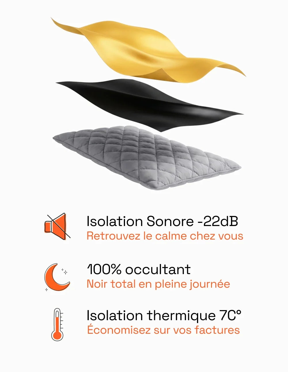 Rideau Occultant Thermique et Phonique - Jaune