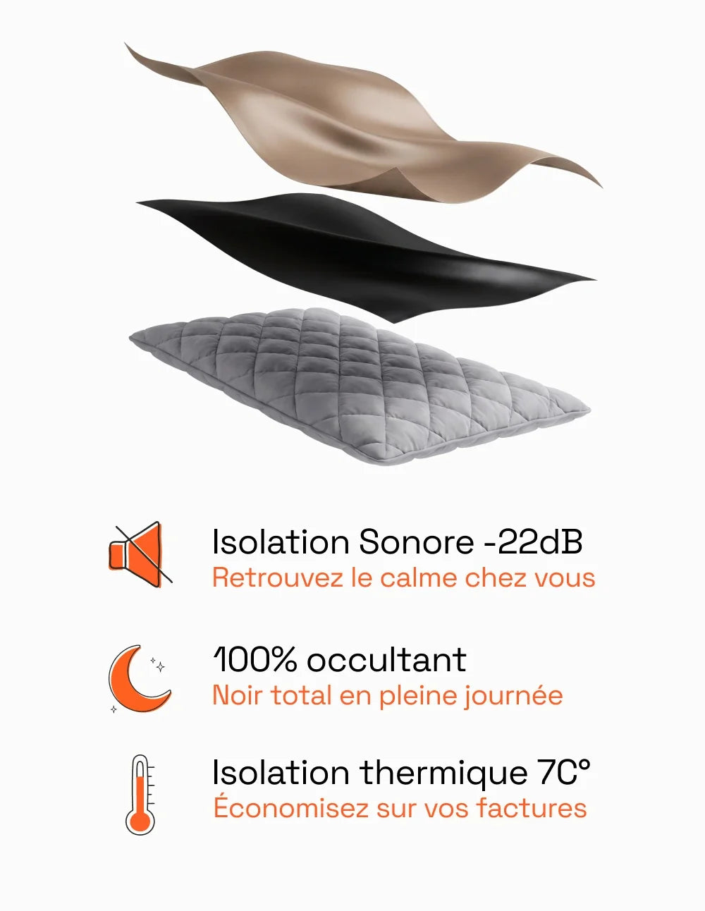 Rideau Occultant Thermique et Phonique - Marron Taupe